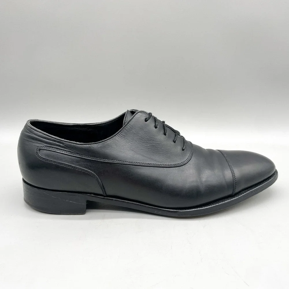 John Lobb Mens UK8E US9 Stafford Cap Toe Oxford Dress Shoes Black Leather Dapper